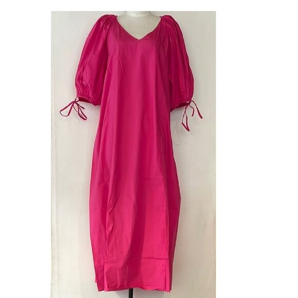 NEW RHODE CARLY COTTON POPLIN DRESS IN HOT PINK SIZE M - Picture 2 of 10